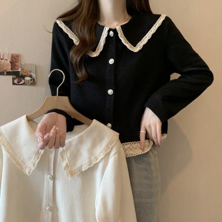 大码女装法式宽松衬衫外套胖mm显瘦短款娃娃领上衣  服裝批發女裝批發服飾貨源