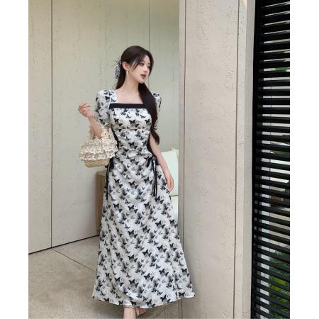 BY10967# 大码女装新中式蝴蝶遮肚子显瘦修身A版连衣长裙  服裝批發女裝批發服飾貨源