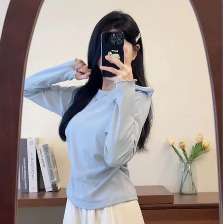 正肩春季简约韩版打底T恤上衣女  服裝批發女裝批發服飾貨源