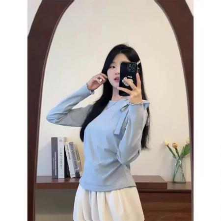 正肩春季简约韩版打底T恤上衣女  服裝批發女裝批發服飾貨源