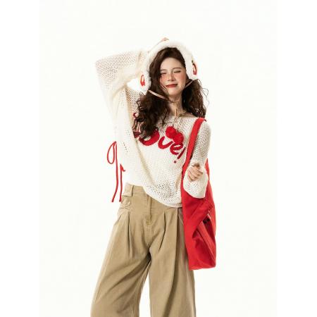 BY11004# 小众设计镂空钩花独特漂亮大领口罩衫女夏季薄款甜美短款针织上衣  服裝批發女裝批發服飾貨源