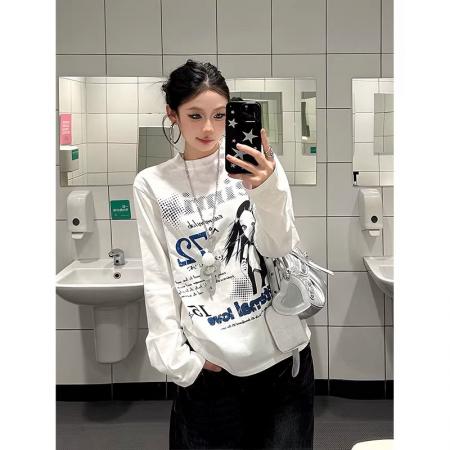 纯棉印花长袖T恤女  服裝批發女裝批發服飾貨源