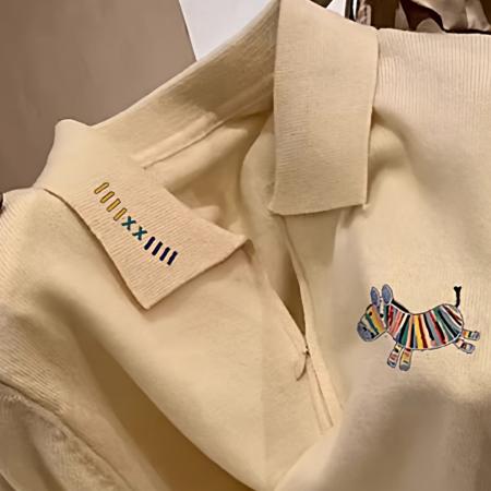 BY11012# 奶黄色冰丝小马短袖T恤女春夏欧货减龄独特别致毛衣百搭上衣  服裝批發女裝批發服飾貨源