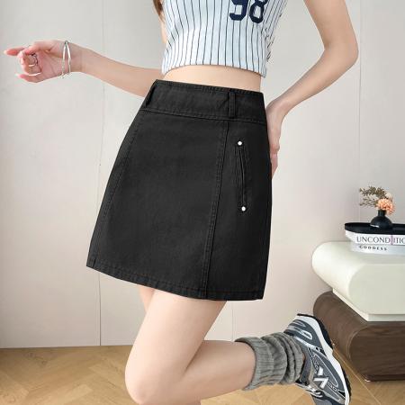 洗水短裙女春夏季半身裙显瘦防走光A字裙设计感包臀小个子  服裝批發女裝批發服飾貨源