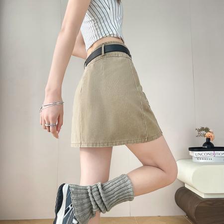 洗水短裙女春夏季半身裙显瘦防走光A字裙设计感包臀小个子  服裝批發女裝批發服飾貨源