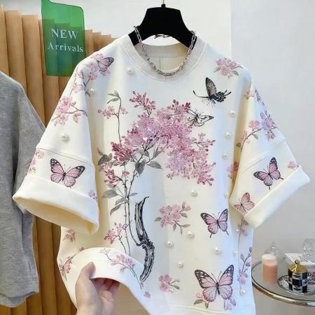 欧货春季新款穿搭漂亮宽松小众时尚洋气百搭T恤上衣高级感  服裝批發女裝批發服飾貨源