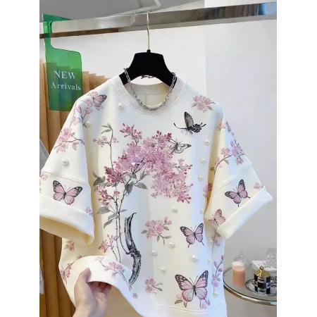 欧货春季新款穿搭漂亮宽松小众时尚洋气百搭T恤上衣高级感  服裝批發女裝批發服飾貨源