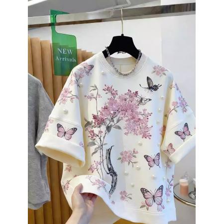 欧货春季新款穿搭漂亮宽松小众时尚洋气百搭T恤上衣高级感  服裝批發女裝批發服飾貨源