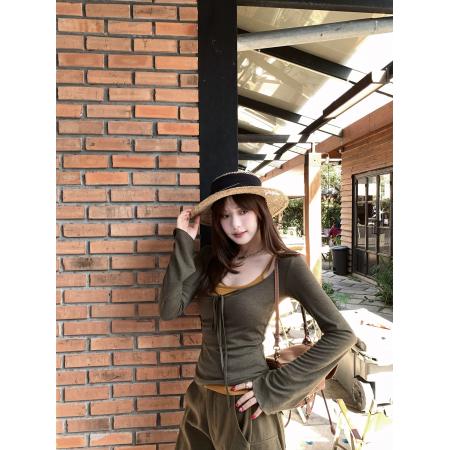 新智性温柔肌理坑条针织真两件套自带胸垫  服裝批發女裝批發服飾貨源