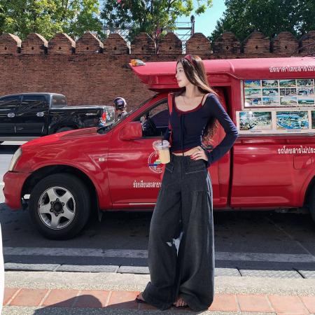 新智性温柔肌理坑条针织真两件套自带胸垫  服裝批發女裝批發服飾貨源