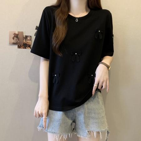 大码胖mm时尚设计感新中式上衣短袖T恤  服裝批發女裝批發服飾貨源