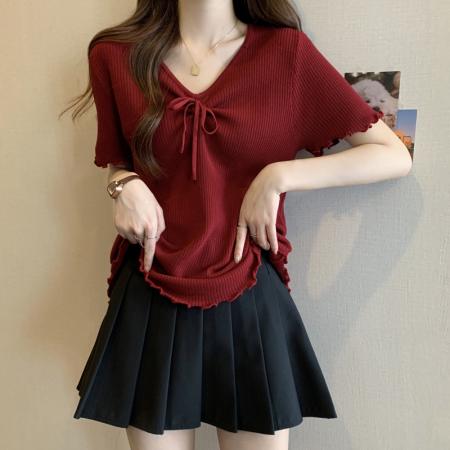 大码女装夏季新款设计感冰丝T恤胖mm短袖上衣  服裝批發女裝批發服飾貨源