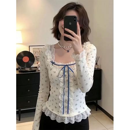 原版面料法式修身长袖内搭打底衫上衣春季新款高级感穿搭t恤女装  服裝批發女裝批發服飾貨源