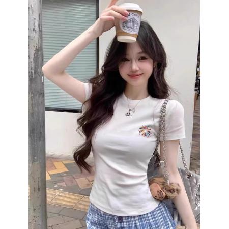 高弹力新款夏季修身显瘦洋气上衣  服裝批發女裝批發服飾貨源