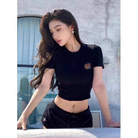 高弹力新款夏季修身显瘦洋气上衣  服裝批發女裝批發服飾貨源