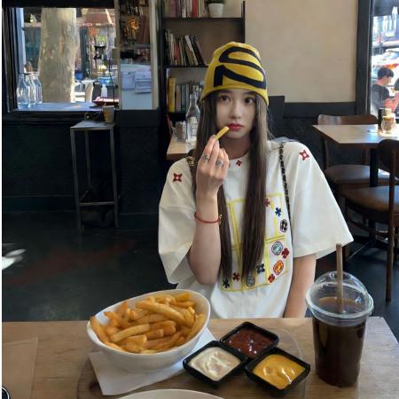 字母刺绣纯棉夏季新款美式潮牌慵懒风休闲宽松百搭短袖T恤女上衣  服裝批發女裝批發服飾貨源