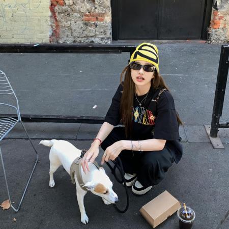 简约字母刺绣纯棉短袖T恤女夏季新款重磅百搭设计上衣  服裝批發女裝批發服飾貨源