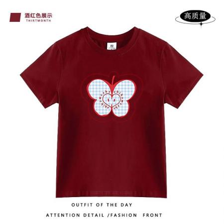 韩版纯棉正肩短袖新款夏季修身显瘦上衣  服裝批發女裝批發服飾貨源