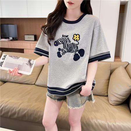 棉质短袖t恤女夏季新款设计感小个子休闲显瘦上衣ins  服裝批發女裝批發服飾貨源