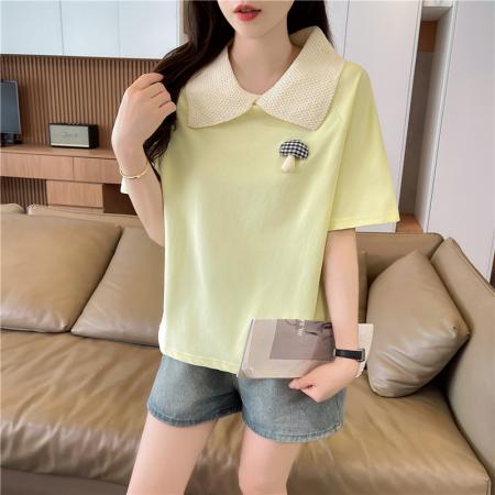 棉质短袖t恤女夏季新款设计感小个子休闲显瘦上衣ins  服裝批發女裝批發服飾貨源