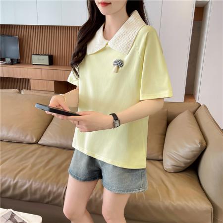 棉质短袖t恤女夏季新款设计感小个子休闲显瘦上衣ins  服裝批發女裝批發服飾貨源