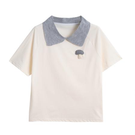 棉质短袖t恤女夏季新款设计感小个子休闲显瘦上衣ins  服裝批發女裝批發服飾貨源