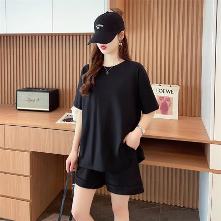 后包领/纯棉/宽松洋气跑步运动服两件套  服裝批發女裝批發服飾貨源