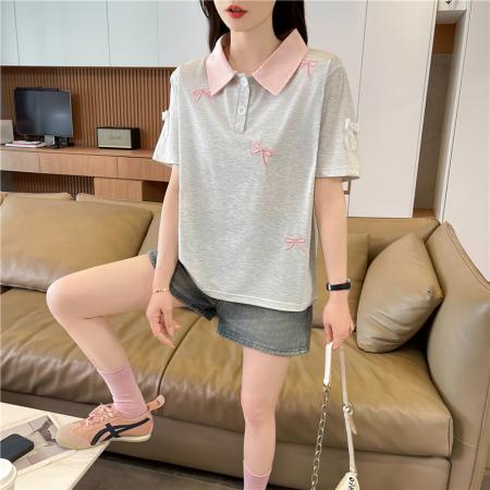 棉质短袖t恤女夏季新款设计感小个子休闲显瘦上衣ins  服裝批發女裝批發服飾貨源