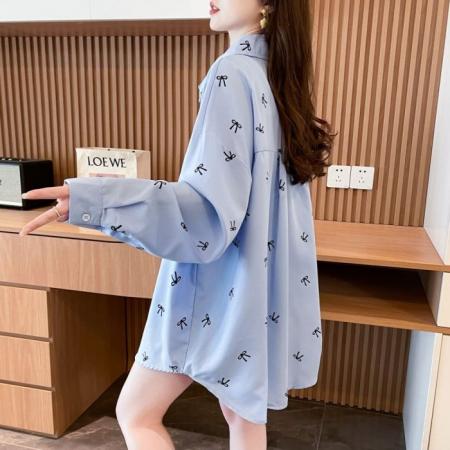 原版做法防晒衬衫女外套夏款新款小衫蓝色上衣气质衬衣  服裝批發女裝批發服飾貨源