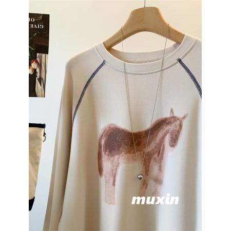 印花+打网+德绒200斤特大码时尚休闲长袖  服裝批發女裝批發服飾貨源