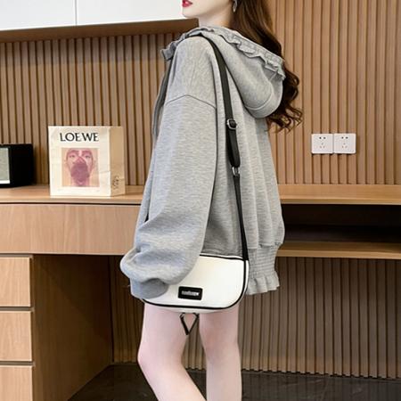 曼巴棉涤纶春季薄款连帽卫衣宽松显瘦休闲外套女  服裝批發女裝批發服飾貨源