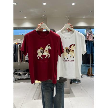 刺绣+德绒200斤特大码早春氛围感短袖T恤  服裝批發女裝批發服飾貨源