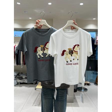 刺绣+德绒200斤特大码早春氛围感短袖T恤  服裝批發女裝批發服飾貨源