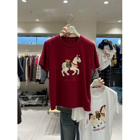 刺绣+德绒200斤特大码早春氛围感短袖T恤  服裝批發女裝批發服飾貨源