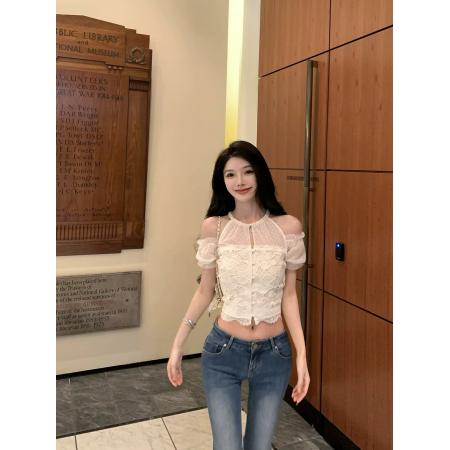 玉珠流仙新款夏装显瘦修身蕾丝上衣性感小衫  服裝批發女裝批發服飾貨源