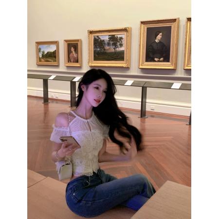 玉珠流仙新款夏装显瘦修身蕾丝上衣性感小衫  服裝批發女裝批發服飾貨源
