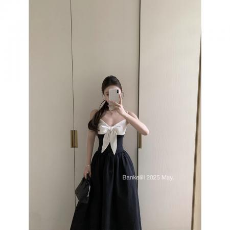 板栗可可夜幕天鹅吊带裙子女夏季...