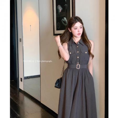 杨小卷亚麻+天丝莱塞尔miu系高知老钱风衬衫裙法式气质连衣裙夏  服裝批發女裝批發服飾貨源