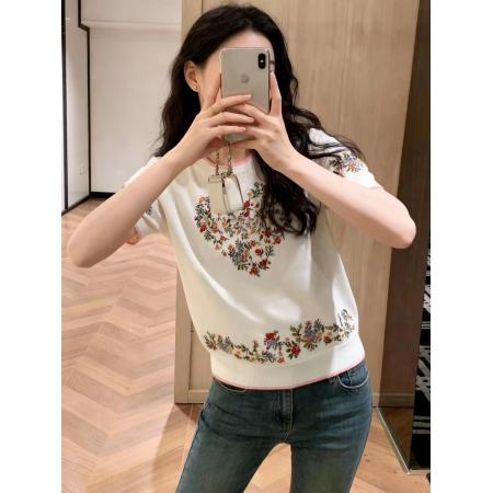 春女装新款绝美巨好看休闲花朵印花宽松型短袖圆领碎花  服裝批發女裝批發服飾貨源