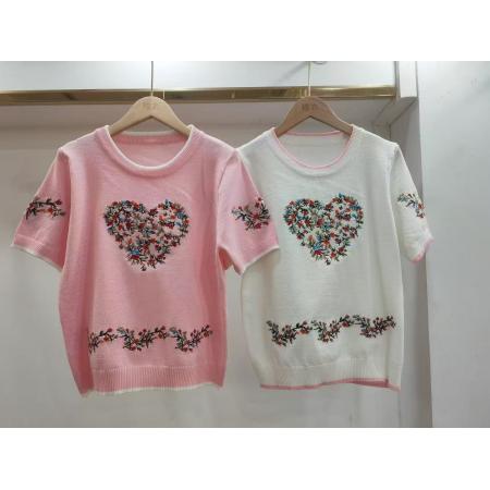 春女装新款绝美巨好看休闲花朵印花宽松型短袖圆领碎花  服裝批發女裝批發服飾貨源