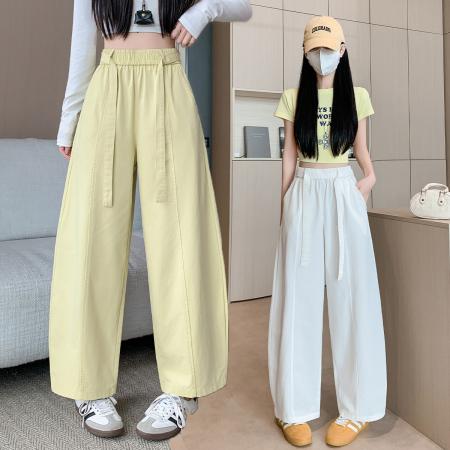 日韩系洗水棉宽松阔腿弯刀裤女春秋新款法式松弛感高腰显瘦休闲裤  服裝批發女裝批發服飾貨源