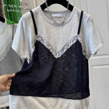 胖mm特大码200斤撞色假两件...