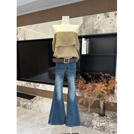 马海羊毛镂空一字肩领针织罩衫宽松露肩蓬松上衣  服裝批發女裝批發服飾貨源