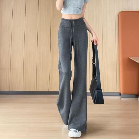 BY11181# 休闲喇叭裤女新款春夏高腰显瘦长裤时尚梨形身材垂感运动卫裤 服裝批發女裝批發服飾貨源