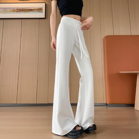 BY11181# 休闲喇叭裤女新款春夏高腰显瘦长裤时尚梨形身材垂感运动卫裤 服裝批發女裝批發服飾貨源