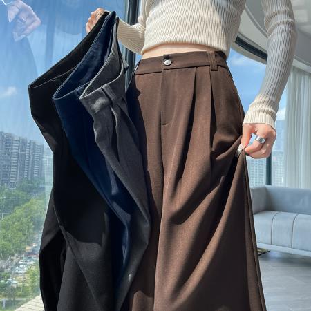 BY11183# 高腰西装裤女春夏季新款宽松直筒长裤时尚显瘦垂感拖地阔腿裤子潮 服裝批發女裝批發服飾貨源