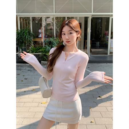 BY11188# 纯色简约圆领长恤打底t恤女早春新款韩系时尚修身显瘦上衣 服裝批發女裝批發服飾貨源