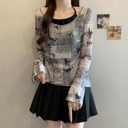 BY11202# 大码春夏新款美式街头气质设计感百搭网纱上衣 服裝批發女裝批發服飾貨源