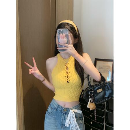BY11210# 麻花绑带针织吊带背心女夏季修身内搭辣妹短款上衣 服裝批發女裝批發服飾貨源