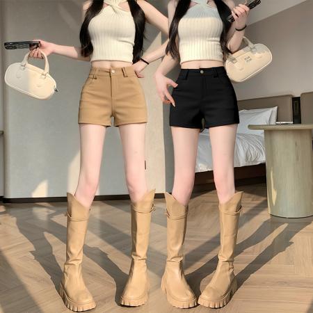 BY11216# 美式复古弹力短裤女春夏高腰修身辣妹紧身a字包臀热裤 服裝批發女裝批發服飾貨源